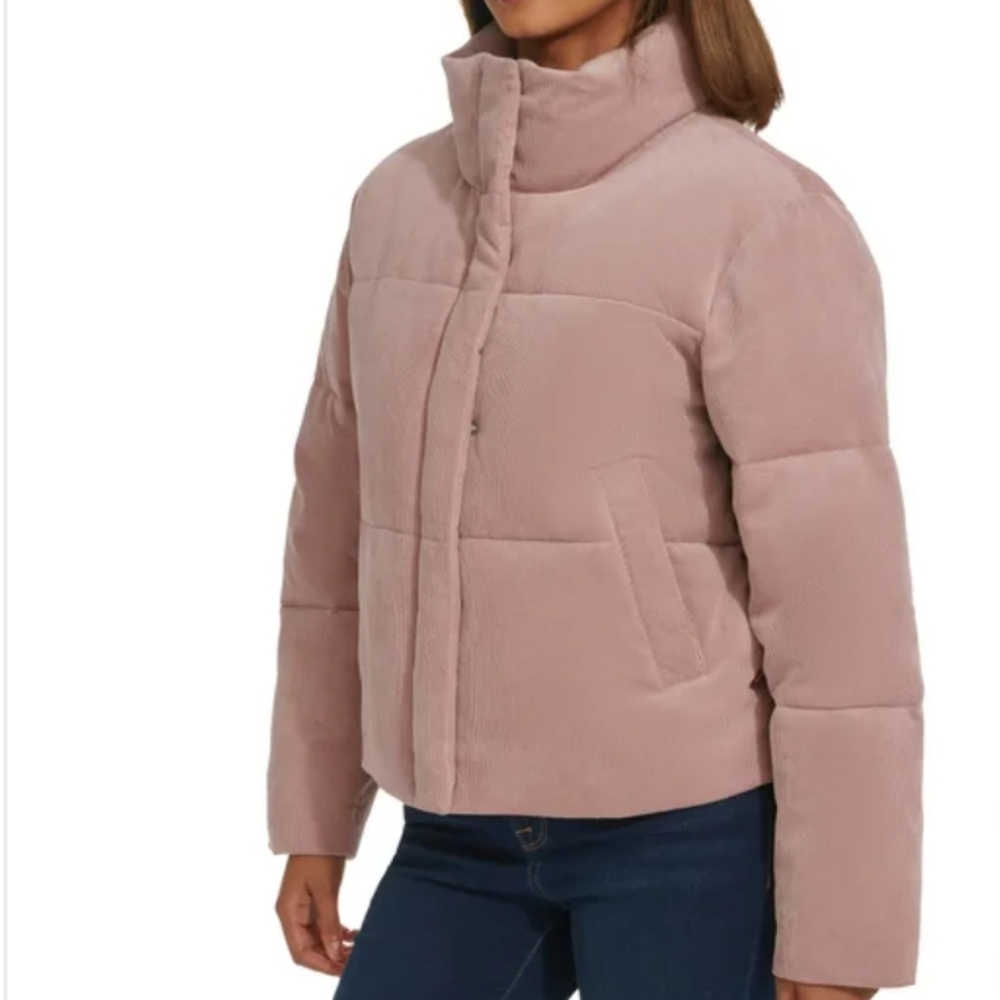 Ladies Levi Corded Corduroy Puffer Jacket - Pink - Picture 2 of 9